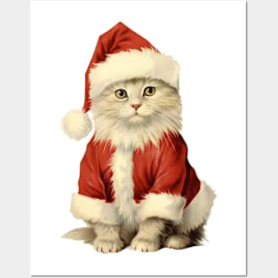 Santa Cat Posters and Art